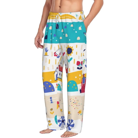 Picia Funny Farm Mens Soft Woven Cotton Elastic Waistband Sleep Pajama Pant Lounge Sleep Pant With Pockets And Drawstring-Medium