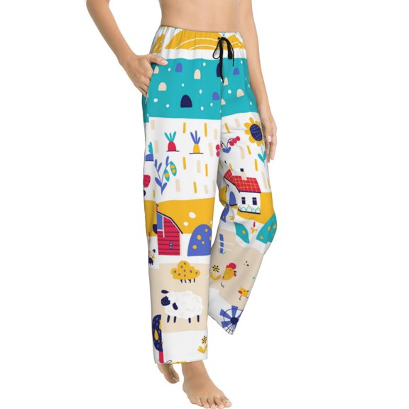 Picia Funny Farm Womens Soft Woven Cotton Elastic Waistband Sleep Pajama Pant Lounge Sleep Pant With Pockets And Drawstring-XX-Large
