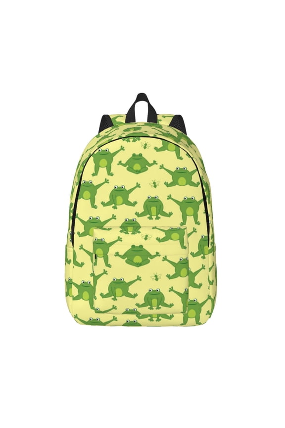 Funny Frogs Printed Canvas Daypack - Stylish and Durable Vintage Compact Backpack - Class, Work, Travel, or Laptop Bookbag,Organized Compartments-Small