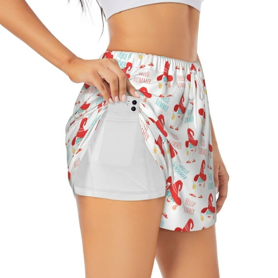 Picia Funny Gnomes Pattern Women's 2 in 1 Athletic Running Shorts High Waisted Workout Casual Gym Sweat Shorts with Comfy Liner Zipper Pockets-XX-Large