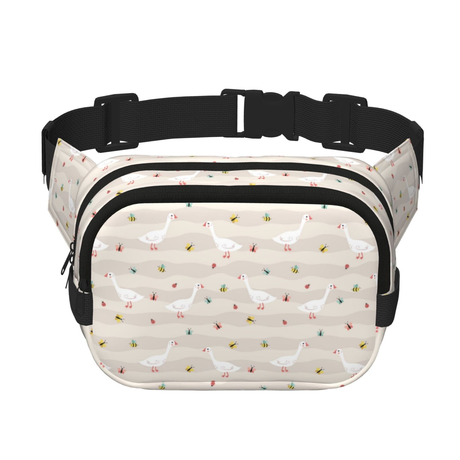 Picia Funny Goose1 Print Square Double-Layer Waist Bag Mini Adjustable Waist Belt Bag Exercise Running Travel Hiking