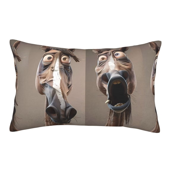 Picia Funny Horse Faces Expressions Pattern Plush Pillow Case – Soft and Cozy Cushion Cover, Hypoallergenic Throw Pillow Case for Home Decor-16"x24"