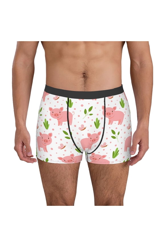 Funny Little Pigs Pattern Men’s Boxer Briefs – Soft & Breathable Underwear, Stretchy & Comfortable Fit, Supportive Pouch Design, Moisture-Wicking-Medium