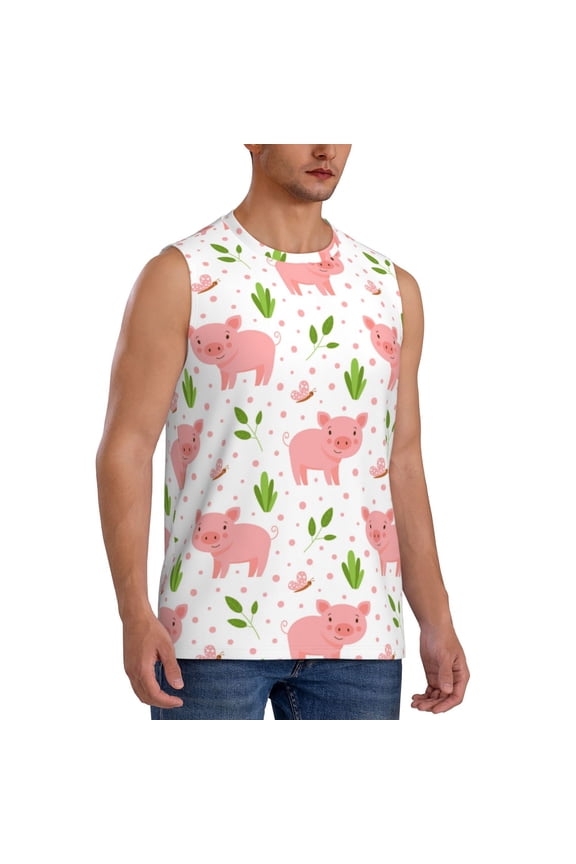 Funny Little Pigs mens Cotton Tank Undershirts , Moisture-wicking Ribbed Tanks, Lightweight Cotton Tank Undershirts-