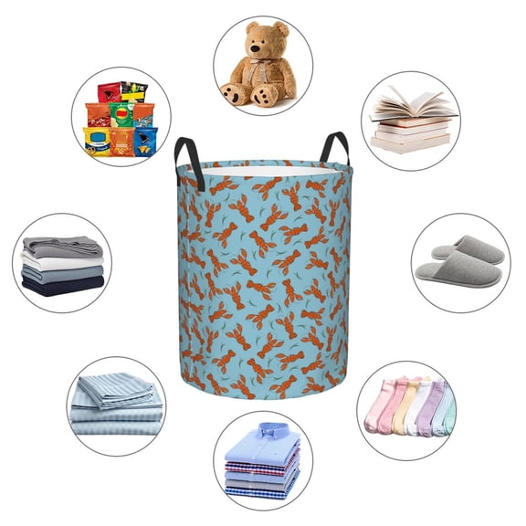 Picia Funny Lobsters Large Laundry Basket, Waterproof, Freestanding Laundry Hamper, Collapsible Tall Clothes Hamper with Extended Handles-Medium