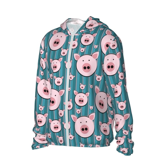 Picia Funny Pig Faces Women's Men's UPF 50+ Sun Protection Hoodie Shirt Long Sleeve SPF Fishing Outdoor UV Hiking Lightweight Shirts-Small