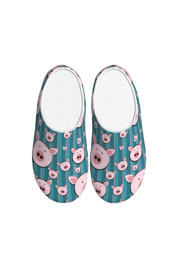 Funny Pig Faces for Women's Lamb-hug Comfy Fleece House Slippers Memory Foam, Slip-on House Shoes Indoor Outdoor-42/43