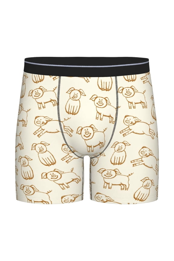 Funny Pigs Pattern Men's Athletic Long Leg Briefs , Performance Stretch Underwear，Moisture-Wicking