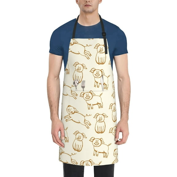 Picia Funny Pigs Waterproof Apron for Unisex Adult - Adjustable Bib Apron with Pockets, Ideal for Cooking, Gardening, Painting, and Household Chores