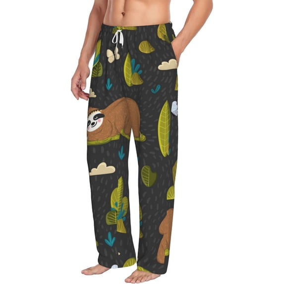 Picia Funny Sloths In The Forest Mens Soft Woven Cotton Elastic Waistband Sleep Pajama Pant Lounge Sleep Pant With Pockets And Drawstring-Small