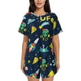 thumbnail image 1 of Picia Funny Spaceships Pajamas Sets for Women Soft Short-Sleeved Pjs with Lounge Shorts Two Piece Sleepwear-3X-Large, 1 of 9