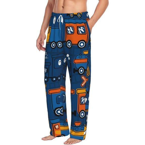 Picia Funny Steam Train Mens Soft Woven Cotton Elastic Waistband Sleep Pajama Pant Lounge Sleep Pant With Pockets And Drawstring-Medium