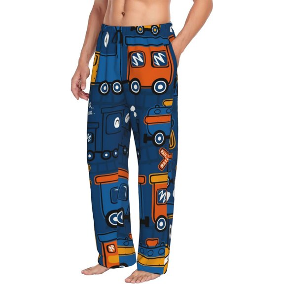 Picia Funny Steam Train Mens Soft Woven Cotton Elastic Waistband Sleep Pajama Pant Lounge Sleep Pant With Pockets And Drawstring-Small