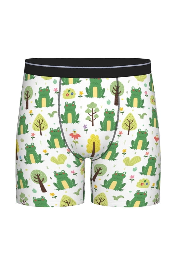 Funny Toad Pattern Men's Athletic Long Leg Briefs , Performance Stretch Underwear，Moisture-Wicking