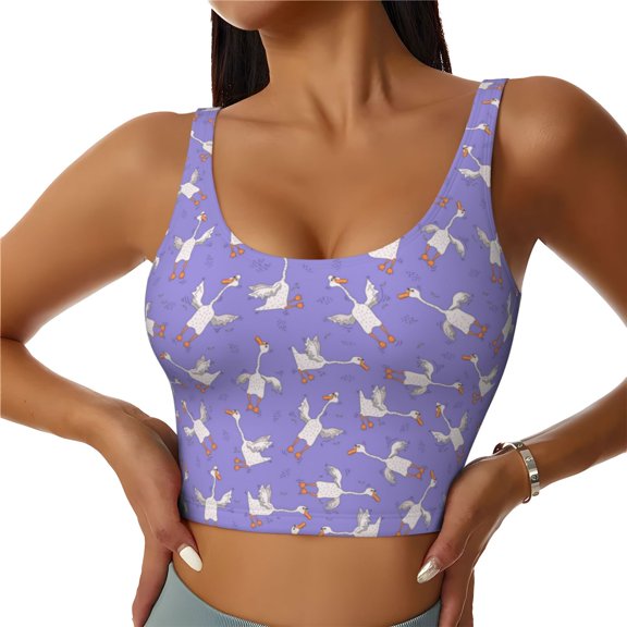 Picia Funny goose birds Pattern Sports Bra for Women,Padded Strappy Sports Bras Medium Support Yoga Bra with Removable Cups,Running Yoga Bra-Medium