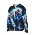 thumbnail image 1 of Picia Futuristic Blue Light White Tiger Women's Men's UPF 50+ Sun Protection Hoodie Shirt Long Sleeve SPF Fishing Outdoor UV Hiking Lightweight Shirts-X-Large, 1 of 9