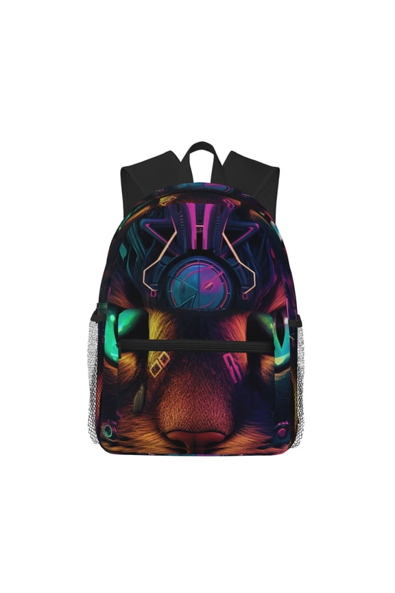 Futuristic Cat Warrior Large Capacity Backpack Classic Style Backpack Casual Backpack Water-Resistant School Work Travel Outdoor Backpack