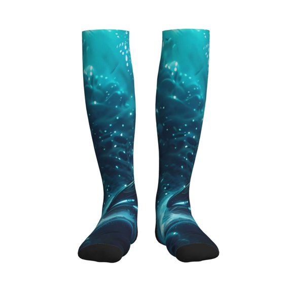 Picia Futuristic Jet Ski Adventure Printed Sports Compression Socks - 15-20mmHg Graduated Compression, High-Performance Soft and Breathable Socks for Men and Women