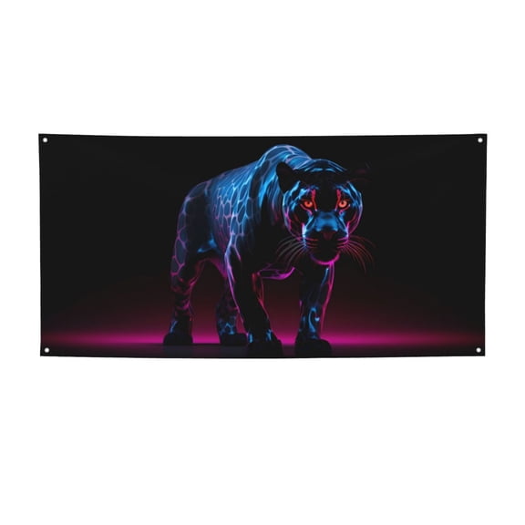 Picia Futuristic Purple Panther Pattern Party Banner, Festive Decoration, Holiday Banner, Celebration Decor, Event Banner, Reusable Party Banner-Small