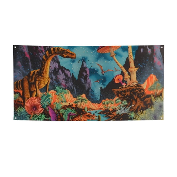 Picia Galactic Jungle Dinosaurs Pattern Party Banner, Festive Decoration, Holiday Banner, Celebration Decor, Event Banner, Reusable Party Banner-Medium
