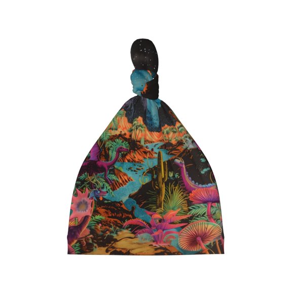 Picia Galactic Jungle Dinosaurs Printed Preemie Hats for Baby Girls Cotton Premature Knot Hats Newborn Hospital Cap Warm Knot Beanie Nicu for Preemie Girls and Boys