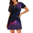 thumbnail image 1 of Picia Galactic Wolf Stare Pattern Women’s Nightdress – Casual Short-sleeved Loose-Fit Sleepwear, Soft Cotton Short-Sleeve Sleep Shirt for Relaxation & Comfort, 1 of 6