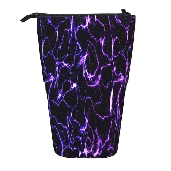 Picia Galaxy Lightning Print Telescopic Pencil Case, Telescopic Pen Holder Telescopic Pencil Pouch Bag Stationery Pencil Case Box Storage Organizer Makeup Bag