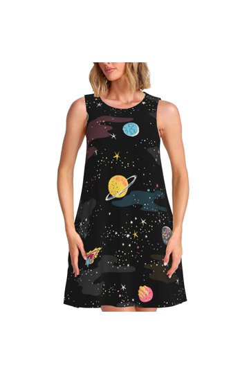 white christmas dresses Women's Medical Scrub Dress | Galaxy Blue main image 1