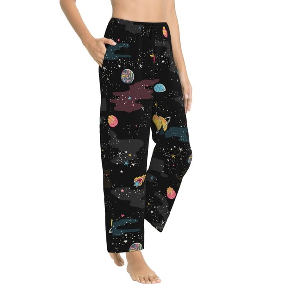 Picia Galaxy Womens Soft Woven Cotton Elastic Waistband Sleep Pajama Pant Lounge Sleep Pant With Pockets And Drawstring-Small