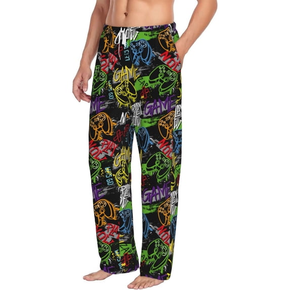 Picia Game Joysticks Mens Soft Woven Cotton Elastic Waistband Sleep Pajama Pant Lounge Sleep Pant With Pockets And Drawstring-X-Large
