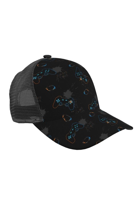 Game Time Pattern Trucker Hat,Baseball Cap,Sun Protection Cap,Stylish Headwear,Leisure Cap,Outdoor Sports Cap