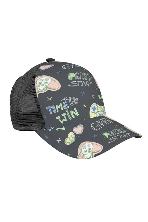 Gamers Pattern Trucker Hat,Baseball Cap,Sun Protection Cap,Stylish Headwear,Leisure Cap,Outdoor Sports Cap