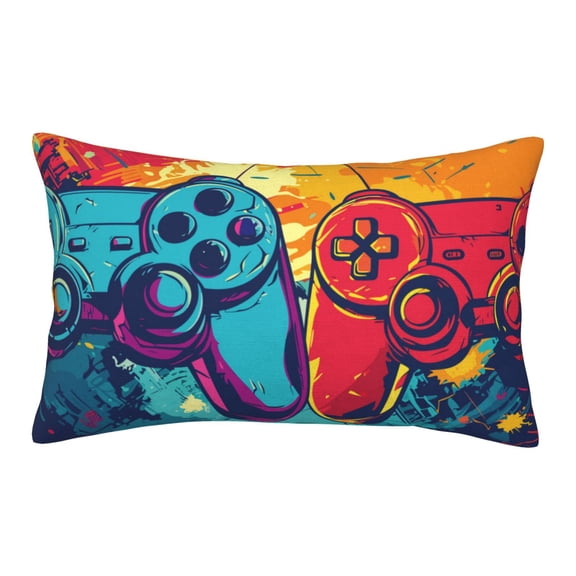 Picia Gaming Pattern Plush Pillow Case – Soft and Cozy Cushion Cover, Hypoallergenic Throw Pillow Case for Home Decor-14"x20"