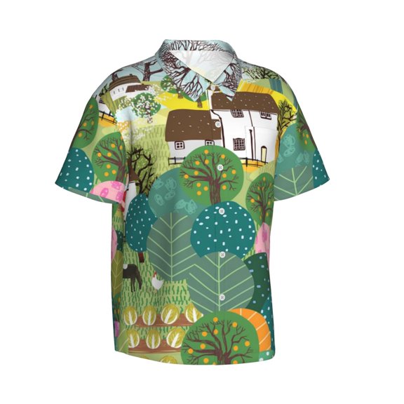 Picia Garden Farm Gentle Cotton Regular Fit Short Sleeve Casual Hawaiian Shirt for Men-XX-Large