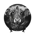 thumbnail image 1 of Picia Geometric Bull Design Pattern Bone China Decorative Plate – Wall Decor with Stand and Adhesive, Elegant Ornament for Living Room, Office, or Entryway-6in, 1 of 6