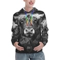 thumbnail image 1 of Picia Geometric Bull Design Pattern Casual Women's Hoodie, Hooded Sweatshirt with Kangaroo Pocket, Comfortable Pullover with Eye-catching Drawstrings-XX-Large, 1 of 7