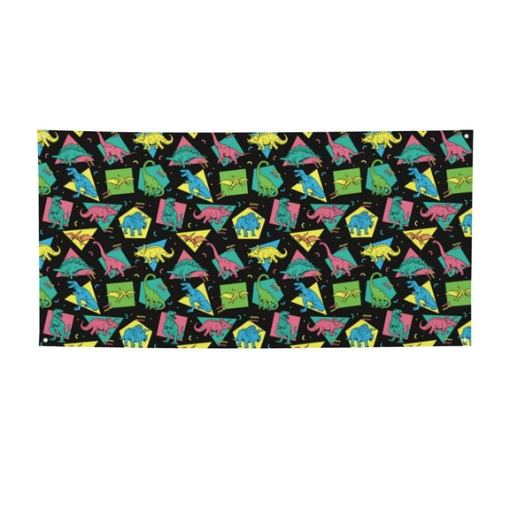 Picia Geometric Dinosaur Pattern Party Banner, Festive Decoration, Holiday Banner, Celebration Decor, Event Banner, Reusable Party Banner-Small