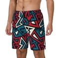 thumbnail image 1 of Picia Geometric Elements pattern Mens Swim Trunks with Compression Liner Stretch Beach Shorts Quick Dry with Zipper Pockets No-Chafing Board Shorts-, 1 of 9