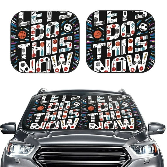 Picia Geometric Sports Energetic Burst 2 Piece Car Windshield Sun Shade Foldable | Foldable Sun Shield for Front Window Blocks UV Rays and Keeps Your Vehicle Cool-Small