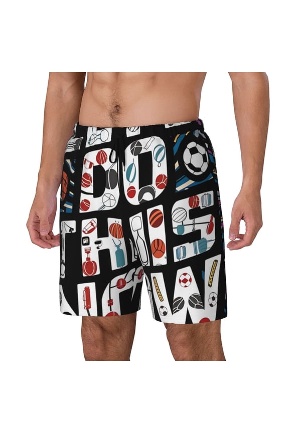 Geometric Sports Energetic Burst pattern Mens Swim Trunks with Compression Liner Stretch Beach Shorts Quick Dry with Zipper Pockets No-Chafing Board Shorts-Large