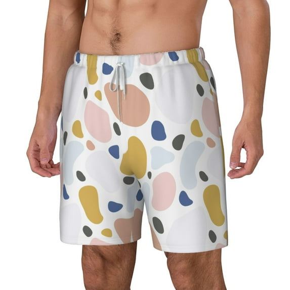 Picia Geometric Spots pattern Mens Swim Trunks with Compression Liner Stretch Beach Shorts Quick Dry with Zipper Pockets No-Chafing Board Shorts-Large