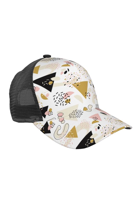 Geometric Triangle Pattern Trucker Hat,Baseball Cap,Sun Protection Cap,Stylish Headwear,Leisure Cap,Outdoor Sports Cap