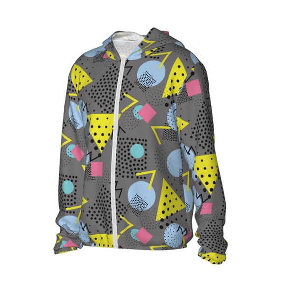 Picia Geometric Women's Men's UPF 50+ Sun Protection Hoodie Shirt Long Sleeve SPF Fishing Outdoor UV Hiking Lightweight Shirts-XX-Large
