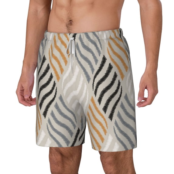 Picia Geometric pattern Mens Swim Trunks with Compression Liner Stretch Beach Shorts Quick Dry with Zipper Pockets No-Chafing Board Shorts-XX-Large