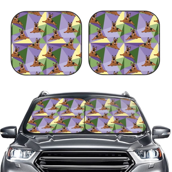 Picia German Shepherd Dog 2 Piece Car Windshield Sun Shade Foldable | Foldable Sun Shield for Front Window Blocks UV Rays and Keeps Your Vehicle Cool-Small