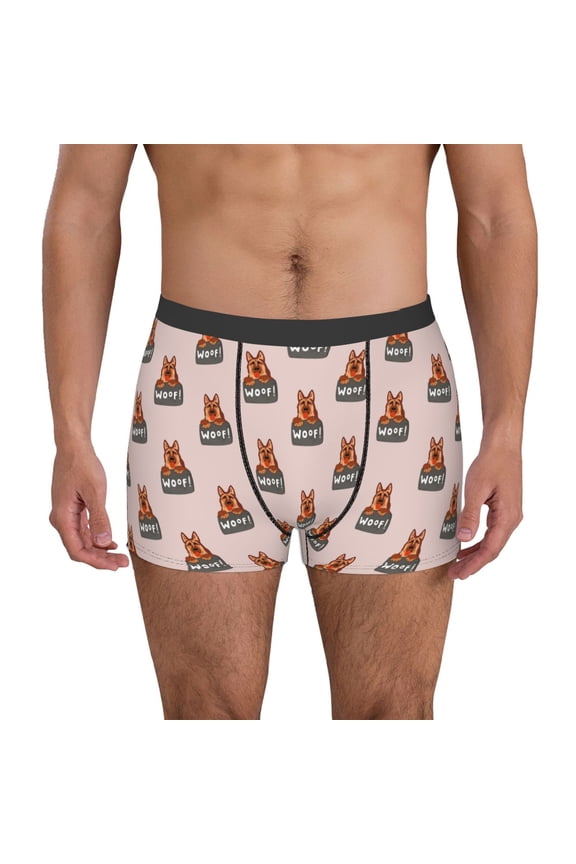 German Shepherd Dog Pattern Men’s Boxer Briefs – Soft & Breathable Underwear, Stretchy & Comfortable Fit, Supportive Pouch Design, Moisture-Wicking-X-Large