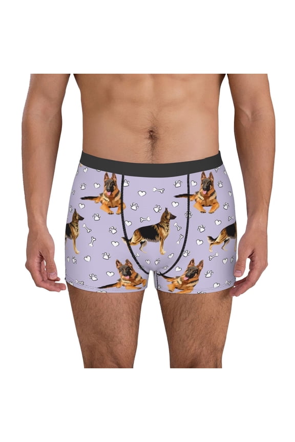 German Shepherd Dog Pattern Men’s Boxer Briefs – Soft & Breathable Underwear, Stretchy & Comfortable Fit, Supportive Pouch Design, Moisture-Wicking-XX-Large