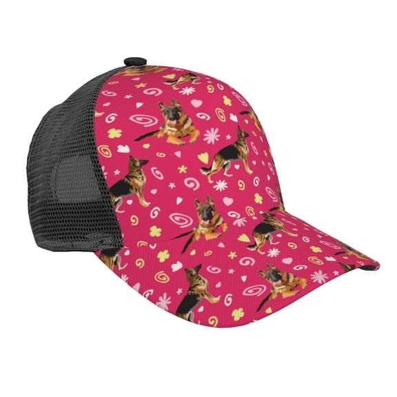 Picia German Shepherd Dog Pattern Trucker Hat,Baseball Cap,Sun Protection Cap,Stylish Headwear,Leisure Cap,Outdoor Sports Cap