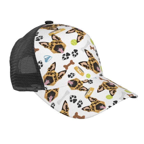 Picia German Shepherd Dog Pattern Trucker Hat,Baseball Cap,Sun Protection Cap,Stylish Headwear,Leisure Cap,Outdoor Sports Cap