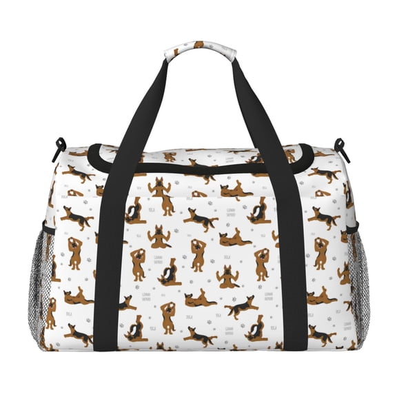 Picia German Shepherd Dog Print Travel Duffle Bag,Weekender Bags for Women with Shoe Compartment, Gym Duffel Bag with Wet Pocket, Hospital Bags for Labor and Delivery